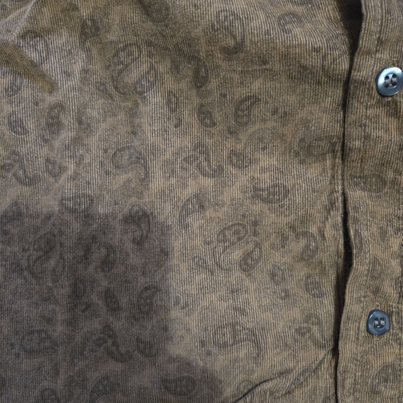 CP Company L/XL Paisley Corduroy Dress Brown Button Up Shirt - Picture 7 of 8